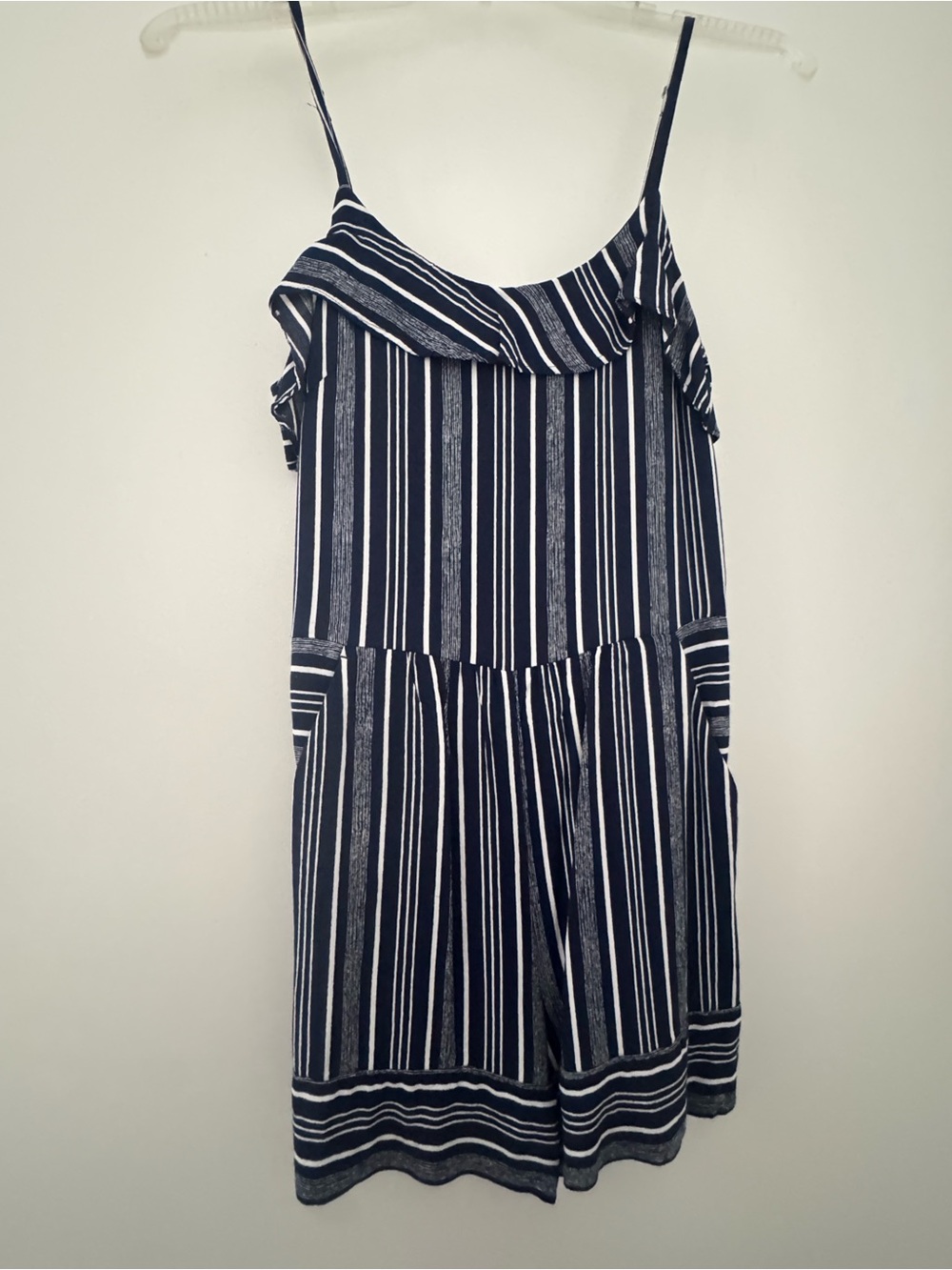 Striped Navy and White Spaghetti Strap Romper